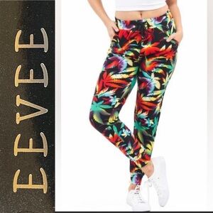 NWT. $40R. Eevee  Rasta 420 Leaf Buttery Soft Joggers. Size L